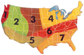 Climate Zones for Grasses in the United States